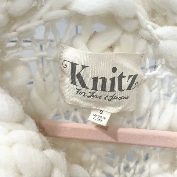 Rare For Love and Lemons 🍋 Off White Knitz Knit Oversized Sweater Size Small - Picture 5 of 10